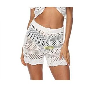 White Crochet Women Shorts